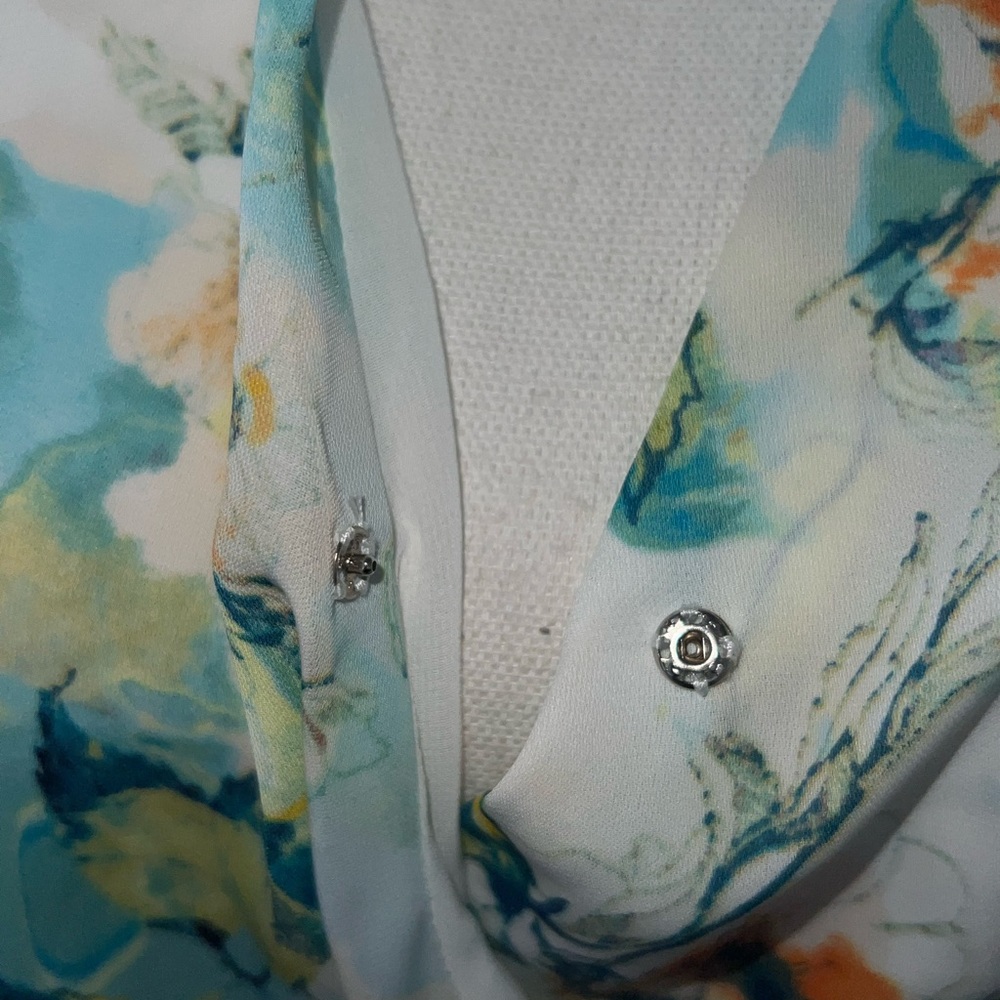 Robert Rodriguez Dress Medium S Floral Print Faux Wrap Draped Cap Sleeves - Picture 8 of 12